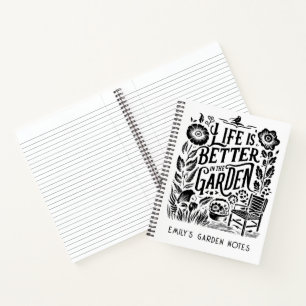 Life Is Better In The Garden Personalised Garden Notebook