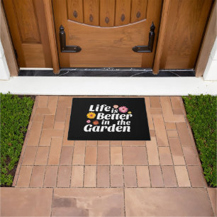 Life is Better in the Garden - Zinnia Flower Doormat