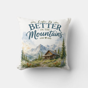 Life Is Better in the Mountains Rustic Wildflower Cushion