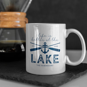 Life is Better Lake House Family Name Mug