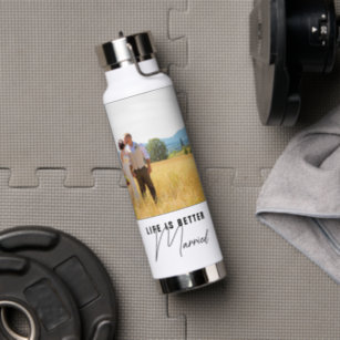 Life Is Better Married Photo Water Bottle