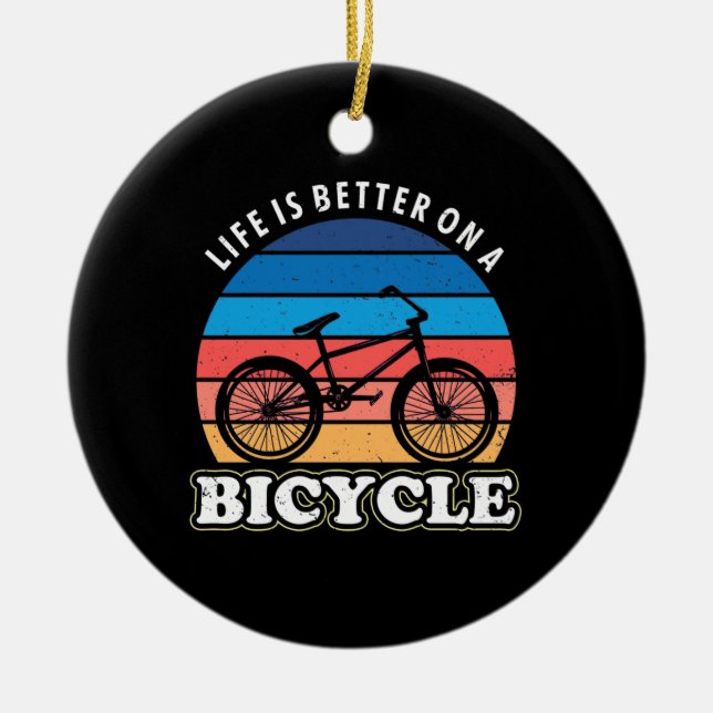 Life Is Better On A Bicycle Ceramic Tree Decoration (Front)