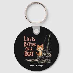 Life is Better on a Boat Katamaran Segeln Design Key Ring