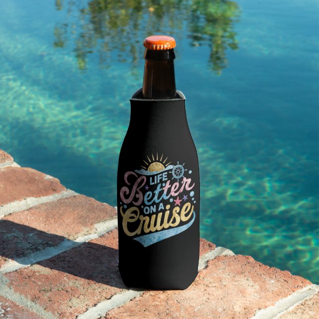 Life Is Better On A Cruise Family Vacation Matchin Bottle Cooler (In Situ Pool)