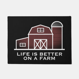 Life is better on a farm red barn custom doormat