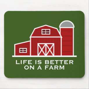 Life is better on a farm red barn house custom  mouse mat
