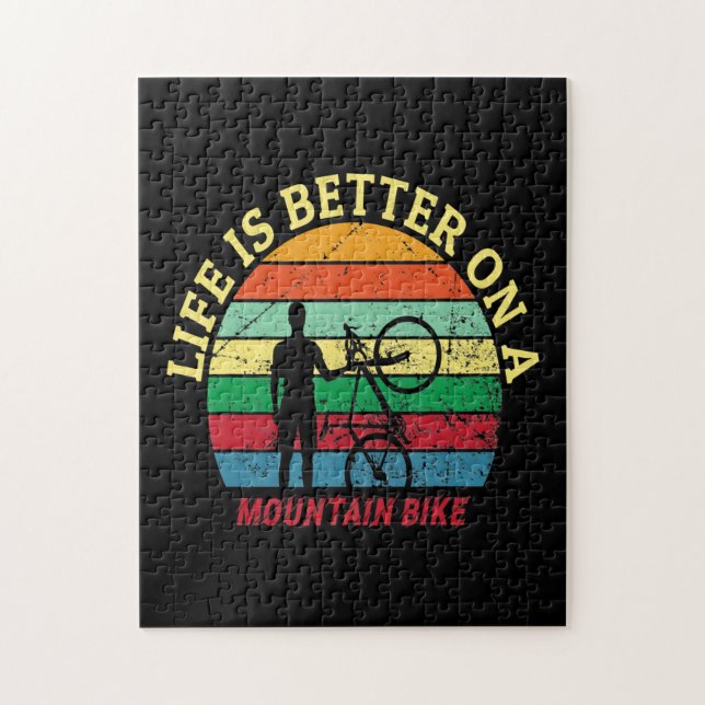 Life Is Better On A Mountain Bike Vintage Retro Jigsaw Puzzle (Vertical)