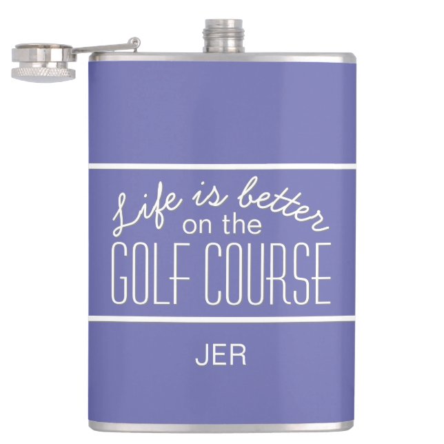 Life is Better on Golf Course Monogram Hip Flask (Opened)