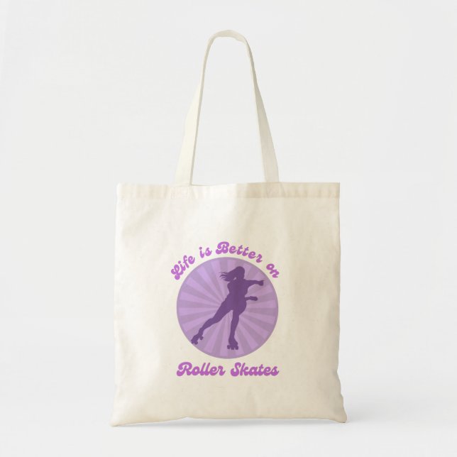 Life is Better on Roller Skates Purple Sunset Tote Bag (Front)