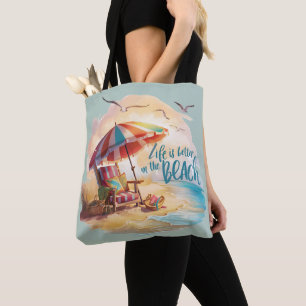 Life Is Better on the Beach Coastal Aesthetic Tote Bag