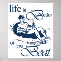 Life is Better on The Boat Funny Cartoon Rowboat