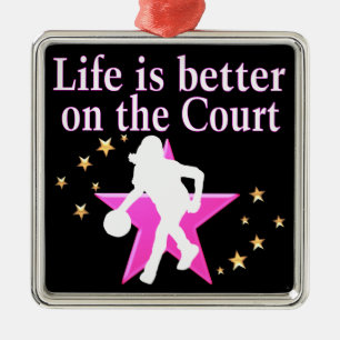 LIFE IS BETTER ON THE COURT METAL TREE DECORATION