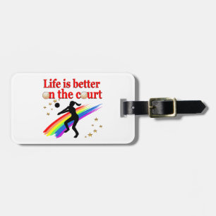 LIFE IS BETTER ON THE COURT VOLLEYBALL DESIGN LUGGAGE TAG