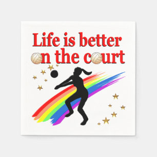 LIFE IS BETTER ON THE COURT VOLLEYBALL DESIGN NAPKIN