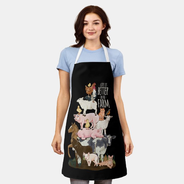 Life is better on the Farm, Cute Animals, Country  Apron (Worn)