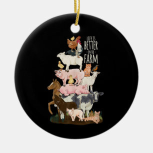 Life is better on the Farm, Cute Animals, Country Ceramic Tree Decoration