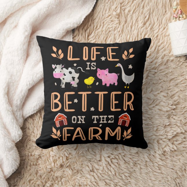 Life Is Better On The Farm Cute Animals Farmer Far Cushion (Blanket)