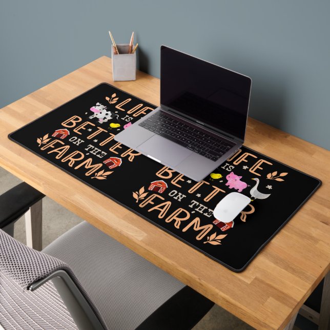 Life Is Better On The Farm Cute Animals Farmer Far Desk Mat (Office 2)