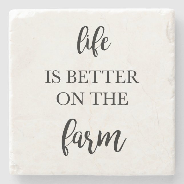 Life is Better on the Farm Marble Stone Coaster (Front)