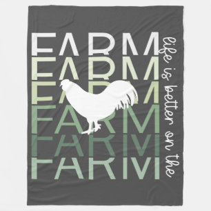 Life Is Better On The Farm with Rooster Fleece Blanket