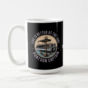Life Is Better On The Lake Pontoon Captain Funny  Coffee Mug