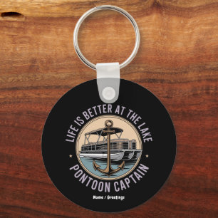 Life Is Better On The Lake Pontoon Captain Funny Key Ring