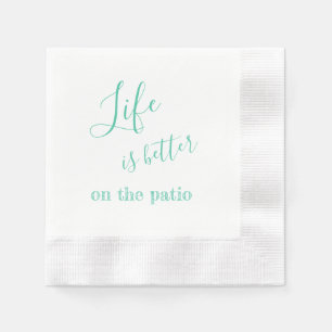 Life Is Better On The Patio Sea Green Coined Napkin