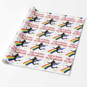 LIFE IS BETTER ON THE TRACK RUNNER DESIGN WRAPPING PAPER