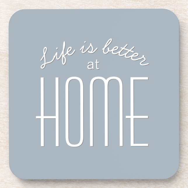 Life is Better Quote Typography Blue White Trendy Coaster (Front)