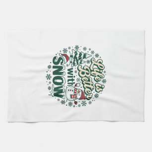 Life Is Better Snow Christmas Snowman Trees Snowfl Tea Towel