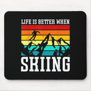 Life is better when skiing - retro ski funny skiin mouse mat