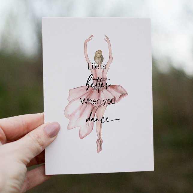 Life is Better when you Dance w Pink Ballerina Thank You Card (Creator Uploaded)