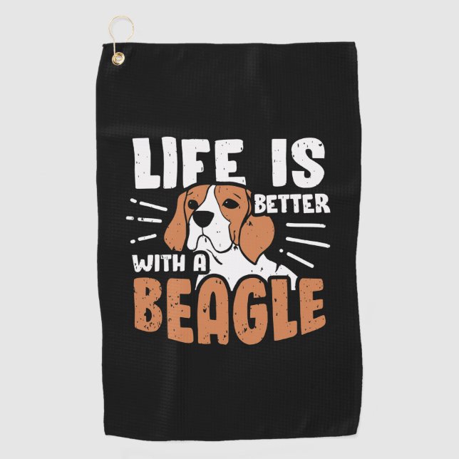Life Is Better With A Beagle Dog Golf Towel (Front)