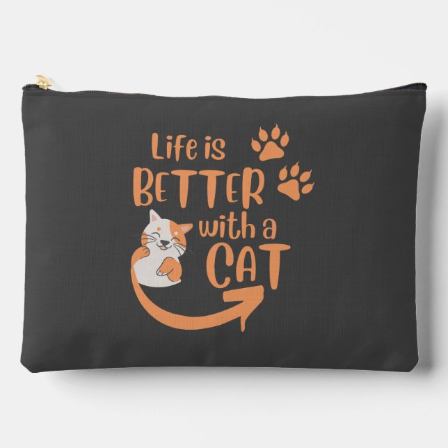 life is better with a cat accessory pouch (Front)
