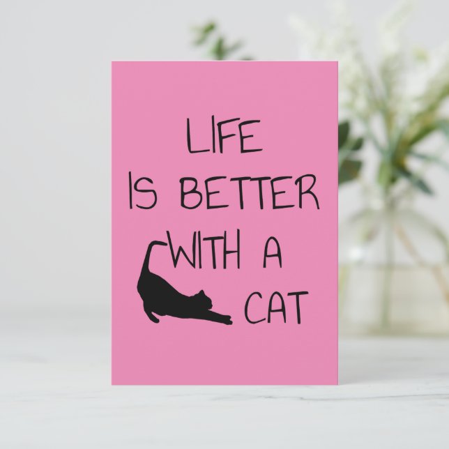Life Is Better With A Cat - Cat Lovers    Thank You Card (Standing Front)
