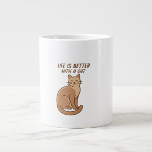 Life Is Better With a Cat – Cute Cat Lover Design Large Coffee Mug