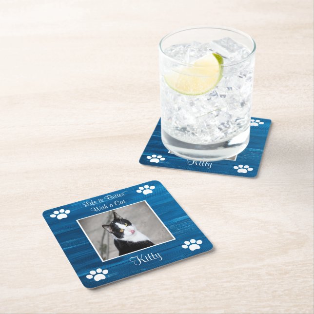 Life is Better With a Cat Paper Coaster (Insitu)