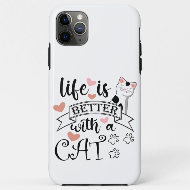 Life is Better With a Cat quote slogan Case-Mate iPhone Case (Back)