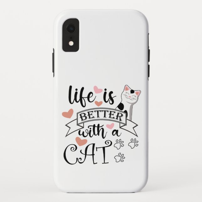 Life is Better With a Cat quote slogan Case-Mate iPhone Case (Back)