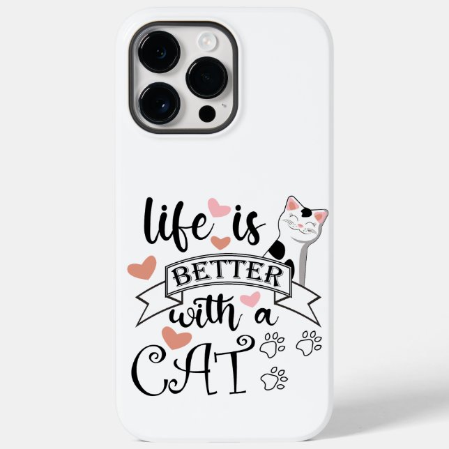 Life is Better With a Cat quote slogan Case-Mate iPhone Case (Back)