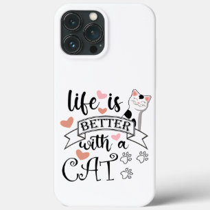 Life is Better With a Cat quote slogan iPhone 13 Pro Max Case