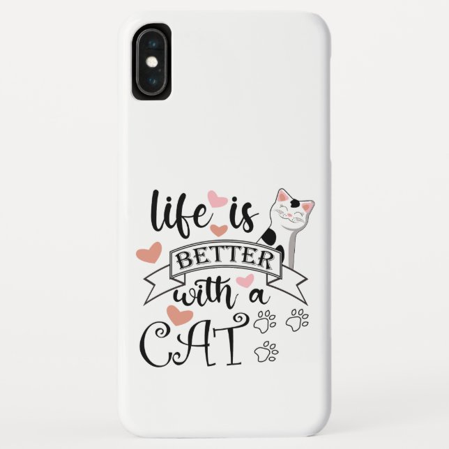 Life is Better With a Cat quote slogan Case-Mate iPhone Case (Back)