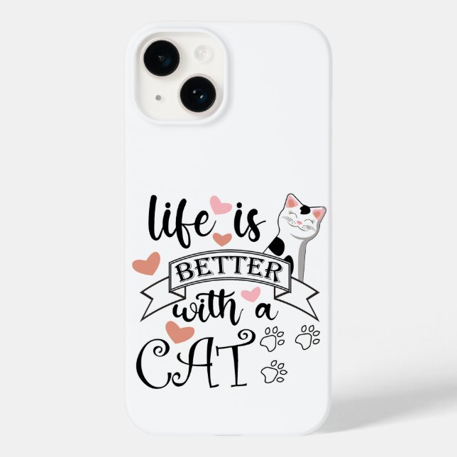 Life is Better With a Cat quote slogan Case-Mate iPhone Case (Back)