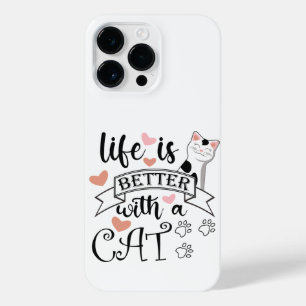 Life is Better With a Cat quote slogan iPhone 14 Pro Max Case