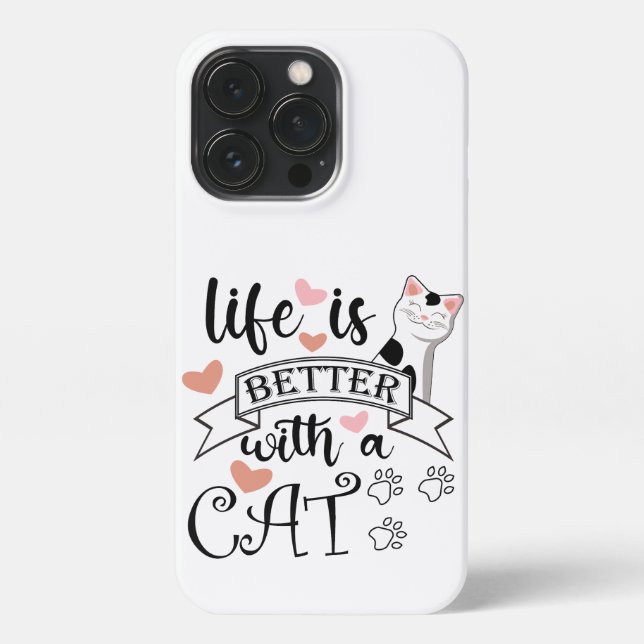 Life is Better With a Cat quote slogan iPhone Case (Back)