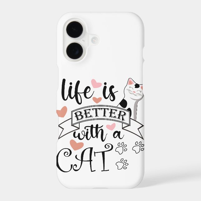 Life is Better With a Cat quote slogan iPhone Case (Back)