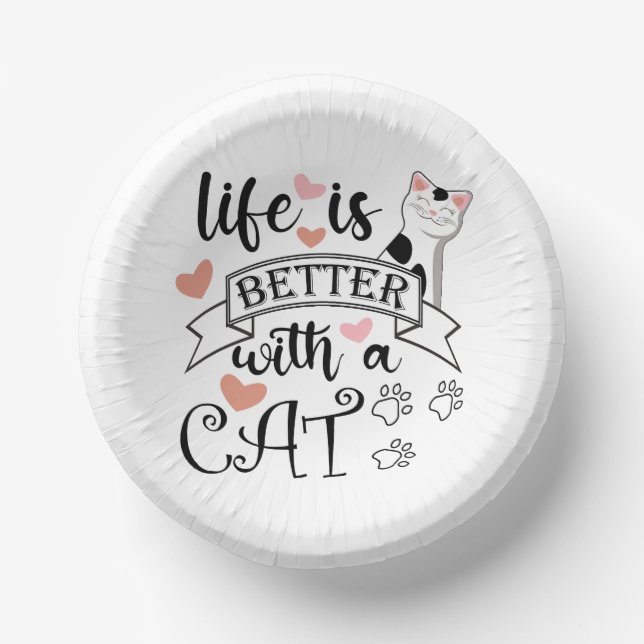 Life is Better With a Cat quote slogan Paper Plate (Front)