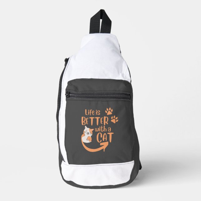 life is better with a cat sling bag (Front)