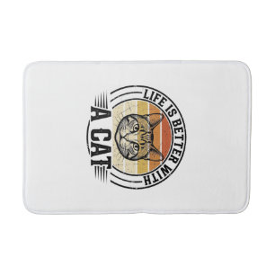 Life Is Better With A Cat Vintage Cat Shirt Design Bath Mat
