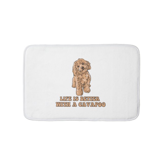Life Is Better With A Cavapoo - Funny Dog Lover  1 Bath Mat (Front)